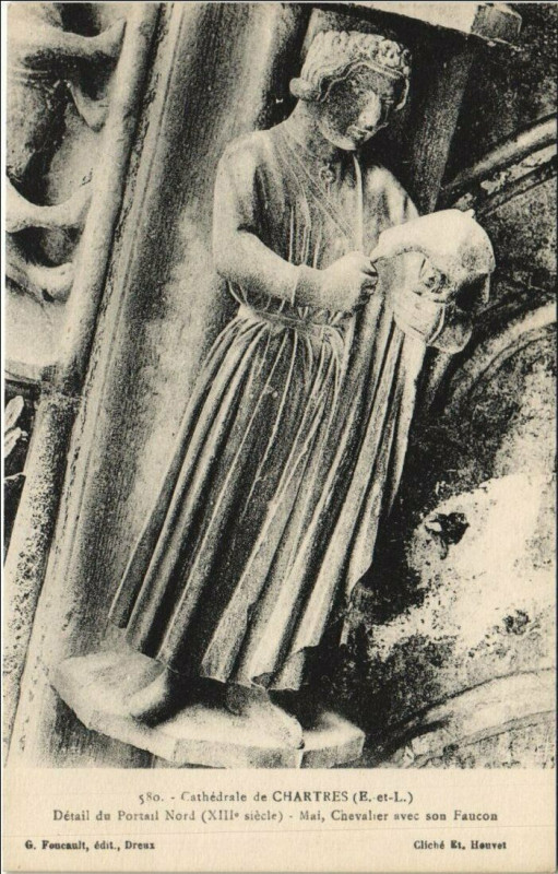 Carte postale ancienne Chartres Cathedrale - Detail du Portail Nord - Mai - Artwork à Chartres