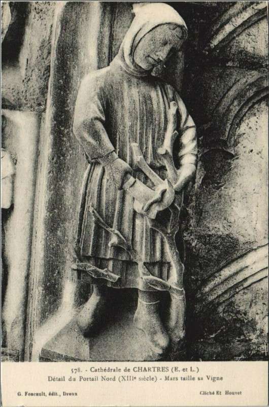 Carte postale ancienne Chartres Cathedrale - Detail du Portail Nord - Mars - Artwork à Chartres