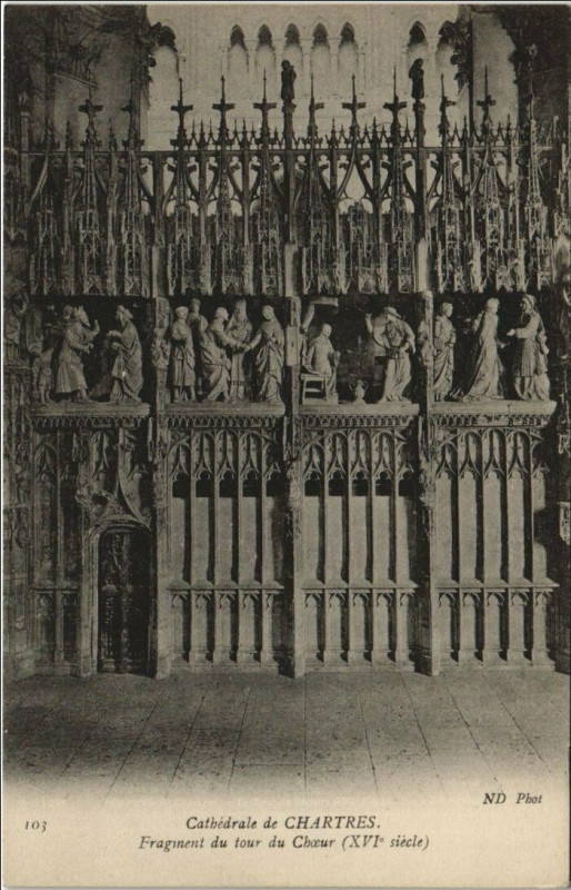 Carte postale ancienne Chartres Cathedrale - Fragment du Tour du Choeur à Chartres