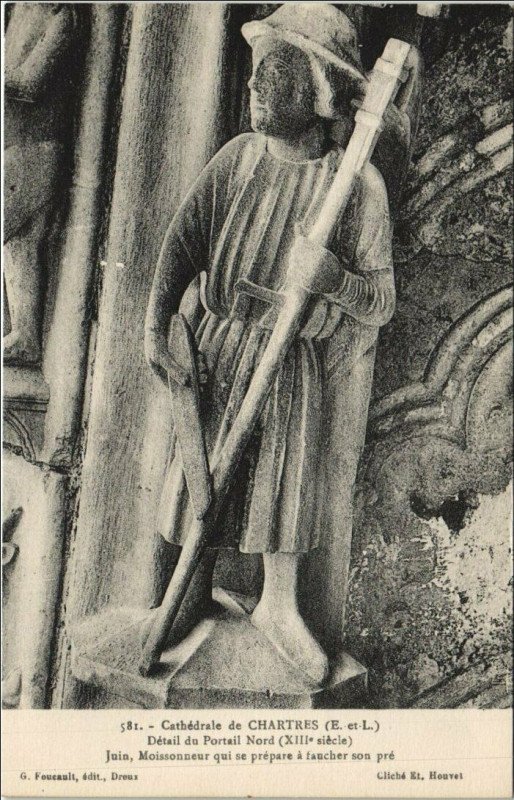Carte postale ancienne Chartres Cathedrale - Detail du Portail Nord - Juin - Artwork à Chartres