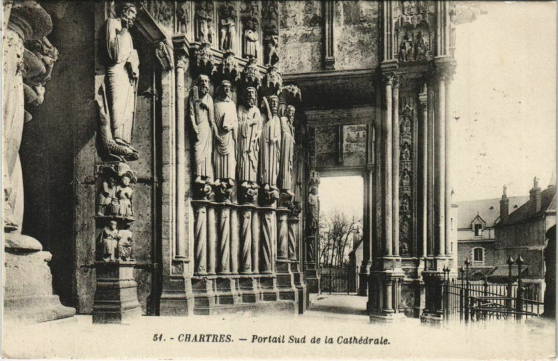 Carte postale ancienne Chartres Portail Sud de la Cathedrale à Chartres