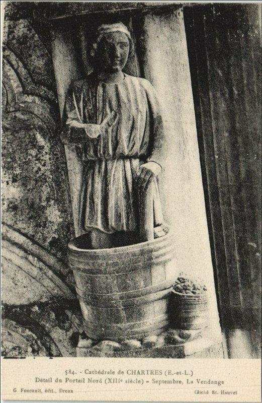 Carte postale ancienne Chartres Cathedrale - Detail du Portail Nord - Septembre Artwork à Chartres