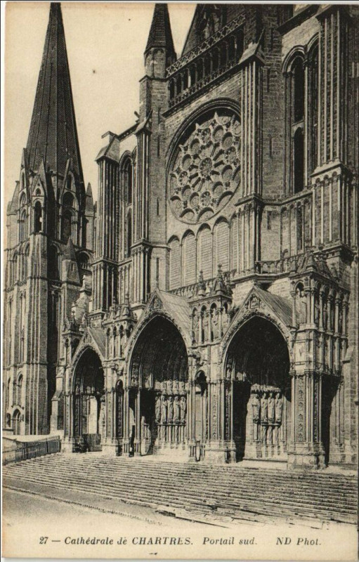Carte postale ancienne Chartres Cathedrale - Portail Sud à Chartres