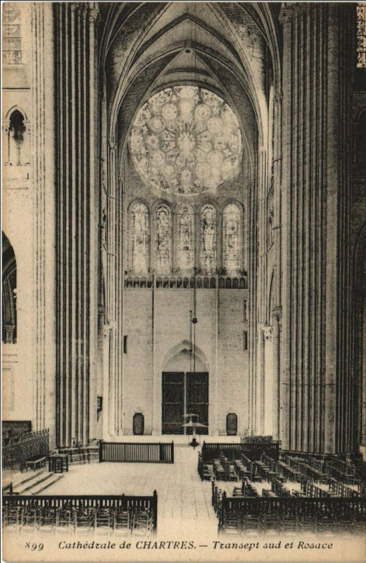 Carte postale ancienne Chartres Cathedrale - Transept Sud et Rosace à Chartres