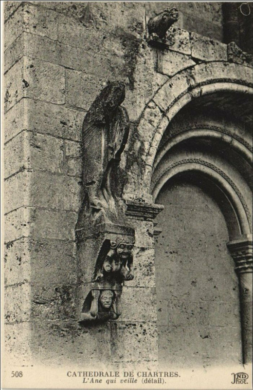 Carte postale ancienne Chartres Cathedrale - L'Ane qui Vieille - Detail à Chartres