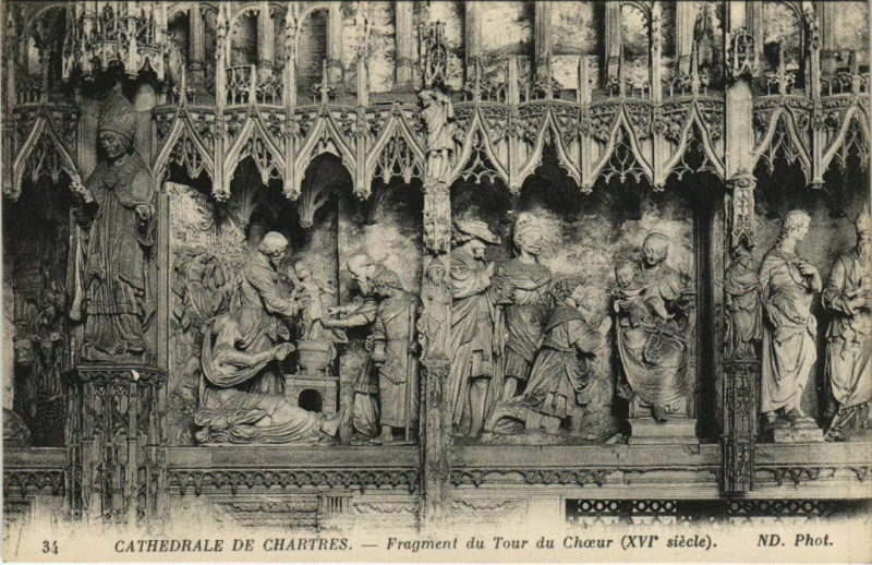 Carte postale ancienne Chartres Cathedrale - Fragment du Tour du Choeur à Chartres