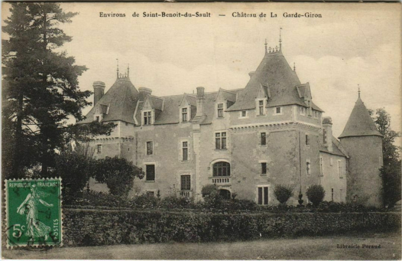 Carte postale ancienne Env.de Saint-Benoit-du-Sault Chateau de La Garde-Giron France