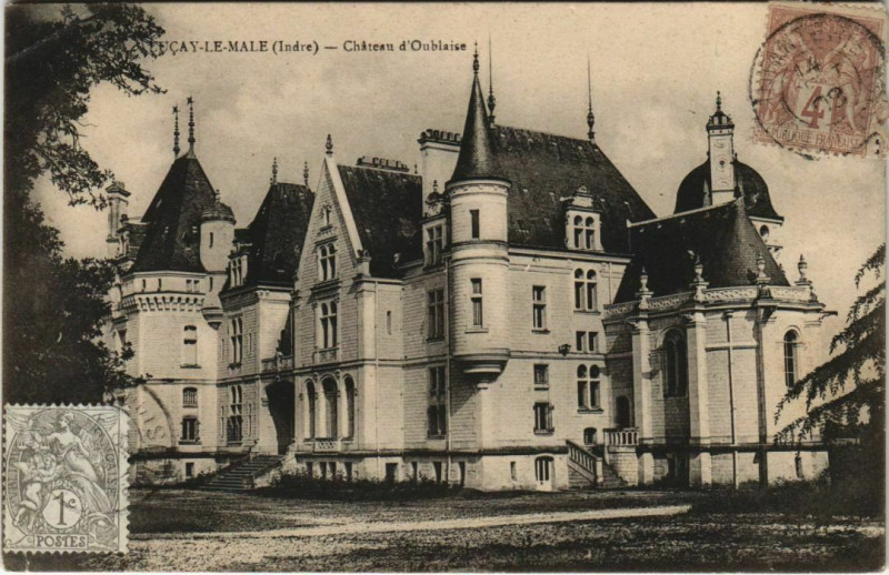 Carte postale ancienne Lucay Le Male Chateau d'Oublaise France