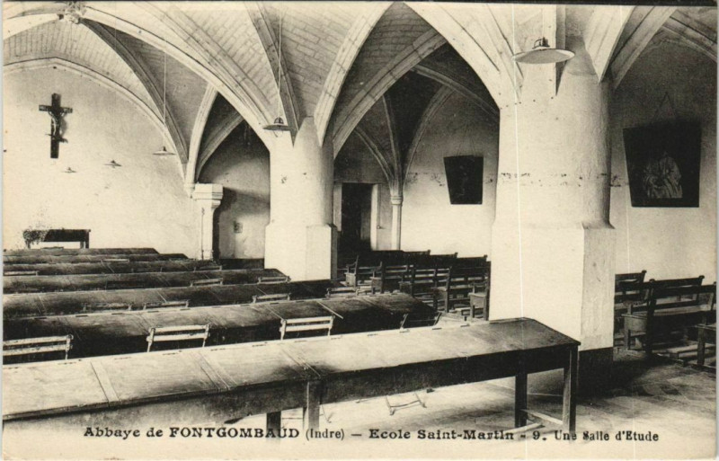 Carte postale ancienne Abbaye de Fontgombaud Ecole Saint-Martin France