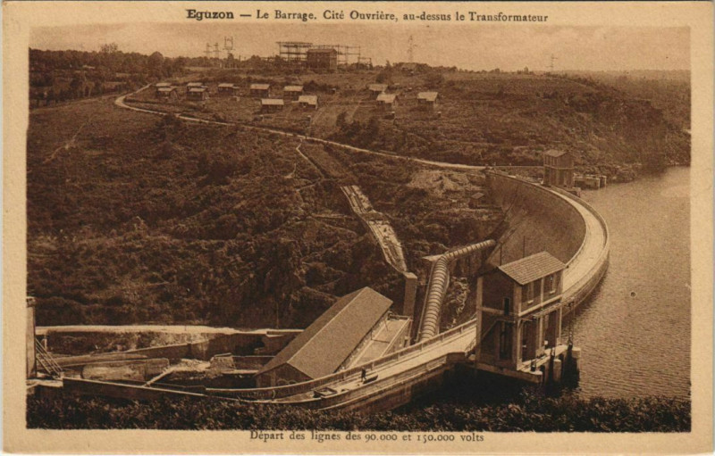 Carte postale ancienne Eguzon Le Barrage France