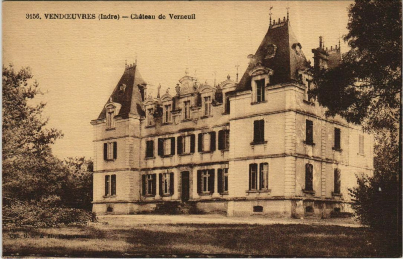 Carte postale ancienne Vendoeuvres Chateau de Verneuil France à Vendoeuvres