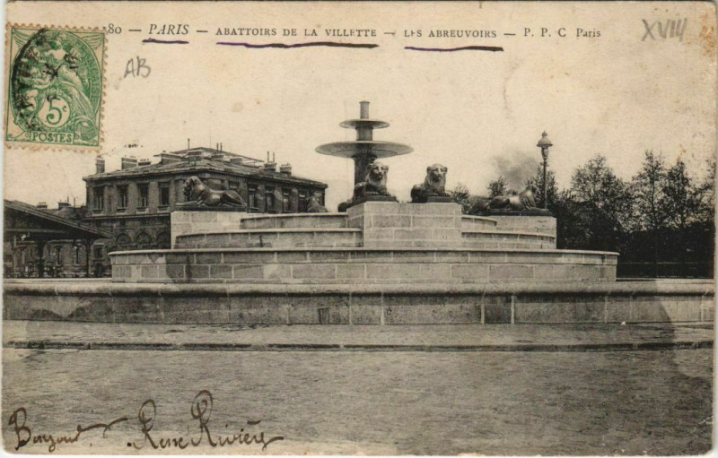 Carte postale ancienne Abattoirs de la Villette - Les abreuvoirs à Paris 19e