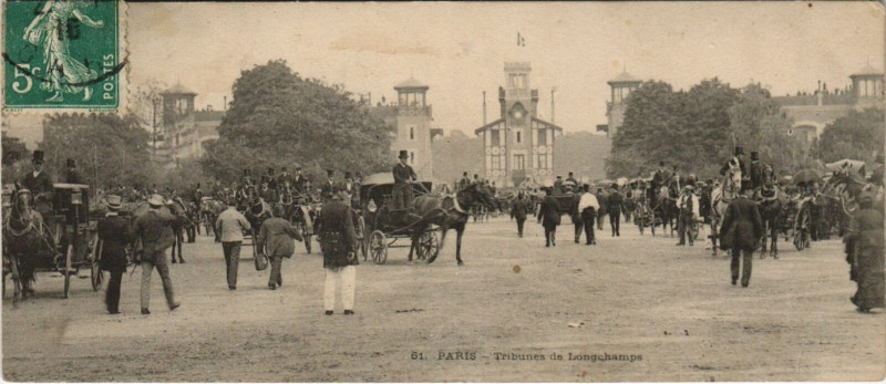 Carte postale ancienne Tribunes de Longchamps à Paris 16e