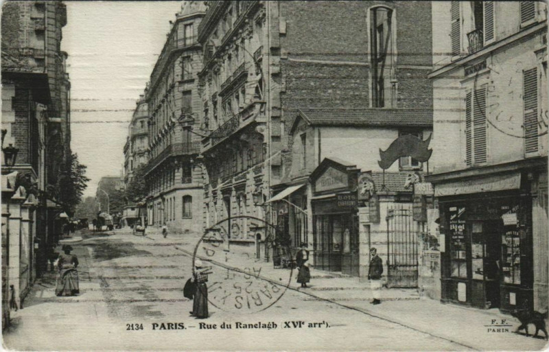 Carte postale ancienne Rue du Ranelagh à Paris 16e