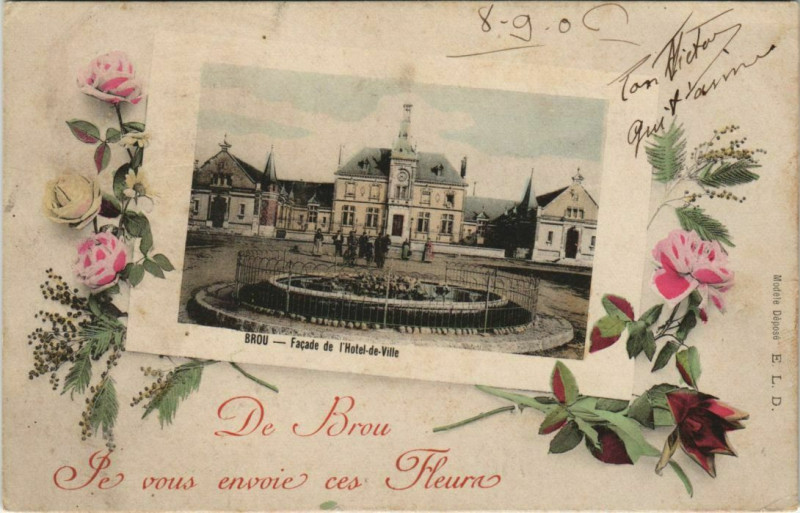 Carte postale ancienne Brou Souvenir France à Brou