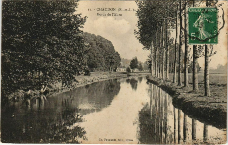 Carte postale ancienne Chaudon Bords de l'Eure France à Chaudon