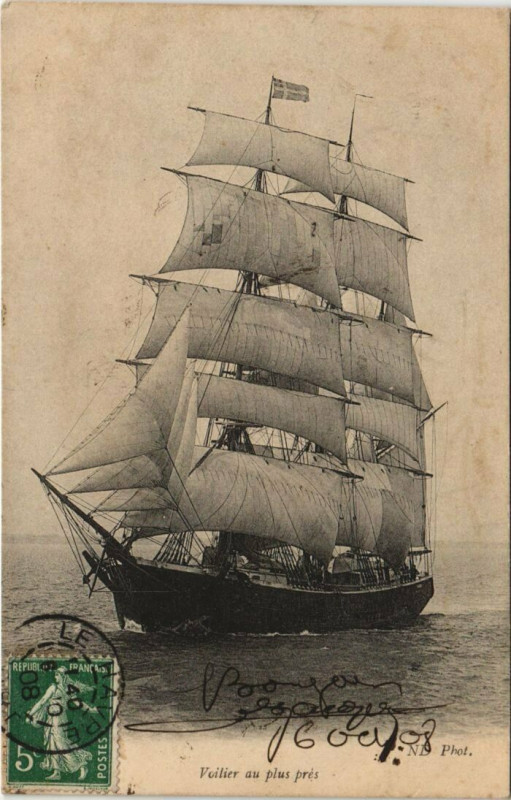Carte postale ancienne Voilier au Plus Pres - Sailing Vessel Ships