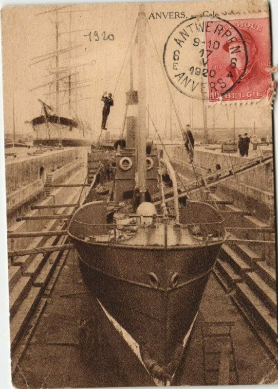 Carte postale ancienne Anvers - Cale Ships