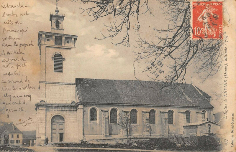 Carte postale ancienne L'Eglise De Levier à Levier