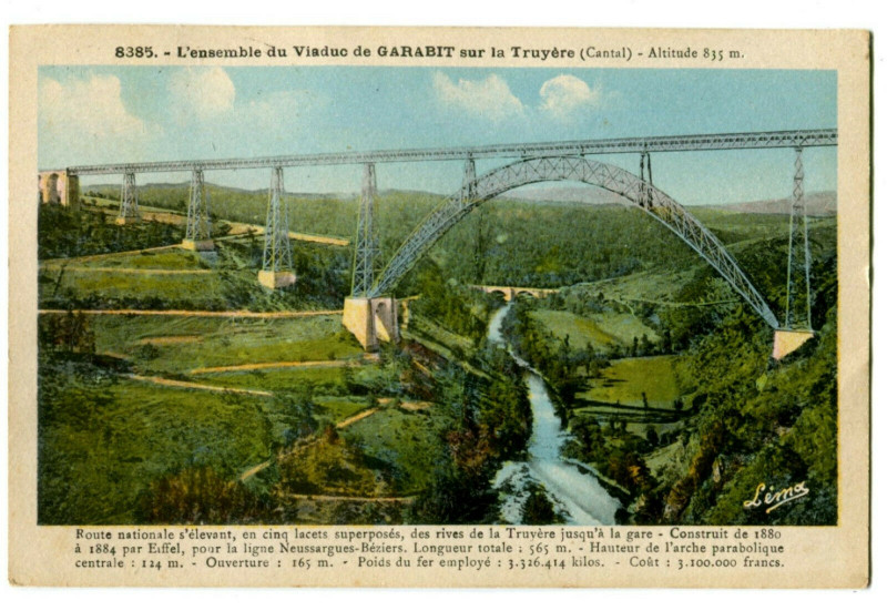 Carte postale ancienne Cantal L'Ensemble du Viaduc de Garabit sur la Truyère