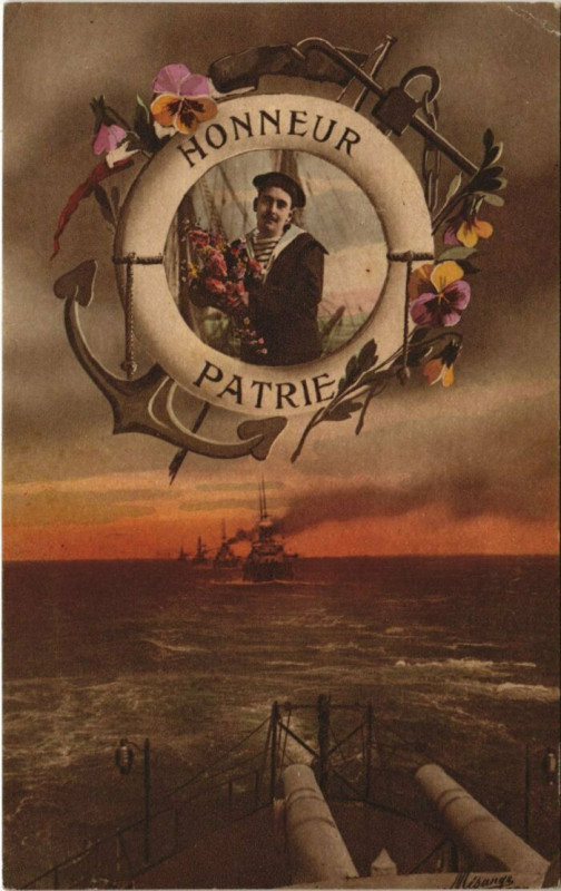 Carte postale ancienne Warships - Honneur Patrie Ships