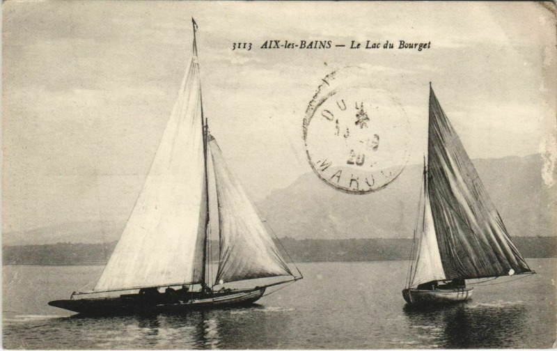 Carte postale ancienne Aix-les-Bains - Le Lac du Bourget - Sailboats Ships