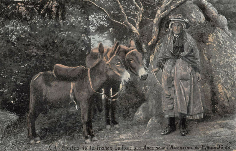 Carte postale ancienne Le Centre De La France La Poste Aux Anes