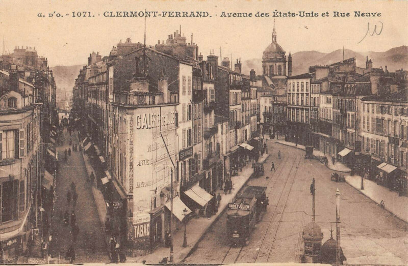 Carte postale ancienne Clermont Ferrand Avenue Des Etats Unis Et Rue Neuve à Clermont-Ferrand