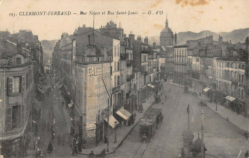 Carte postale ancienne Clermont Ferrand Rue Neuve Et Rue Saint Louis à Clermont-Ferrand