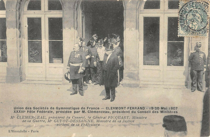 Carte postale ancienne Clermont Ferrand 1907 Union Gymnastiques Fete Federale Clemenceau à Clermont-Ferrand