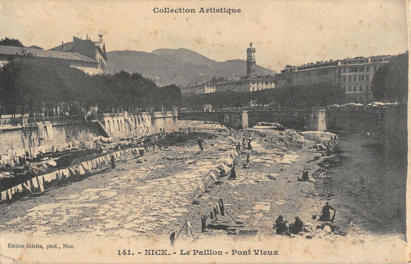 Carte postale ancienne Nice Le Paillon Pont Vieux à Nice