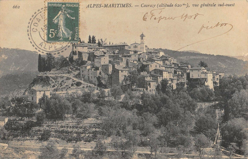Carte postale ancienne Coaraze Vue Generale Sud Ouest à Coaraze