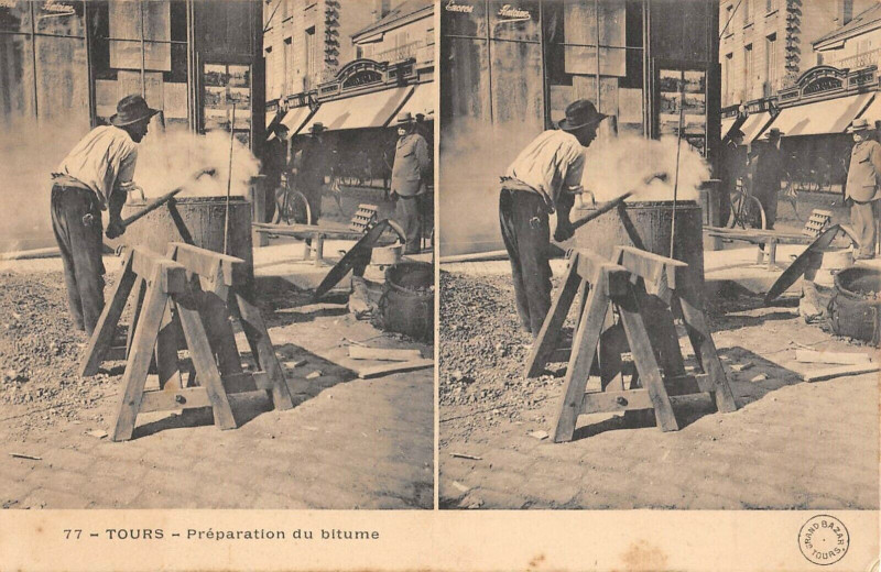 Carte postale ancienne Tours Preparation Du Bitume à Tours