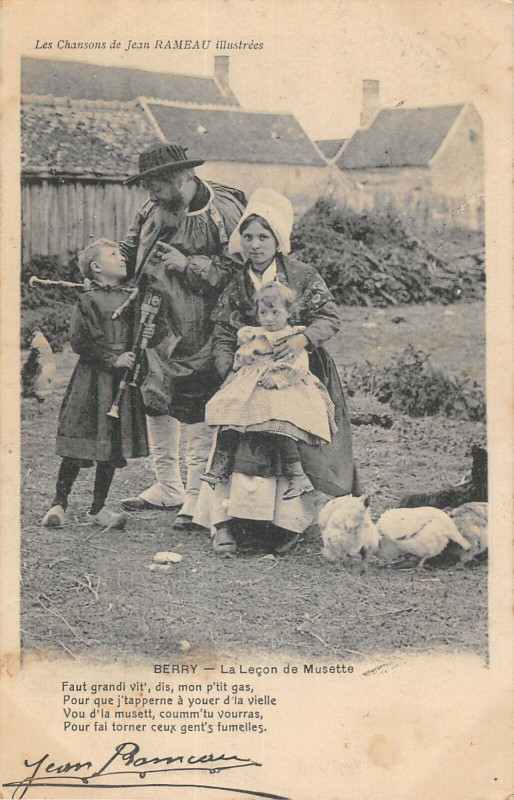 Carte postale ancienne Berry La Lecon De Musette
