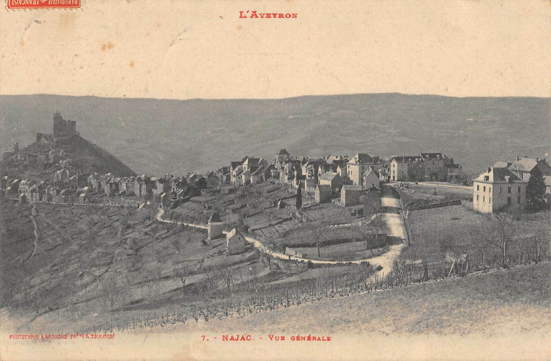 Carte postale ancienne Najac Vue Generale à Najac