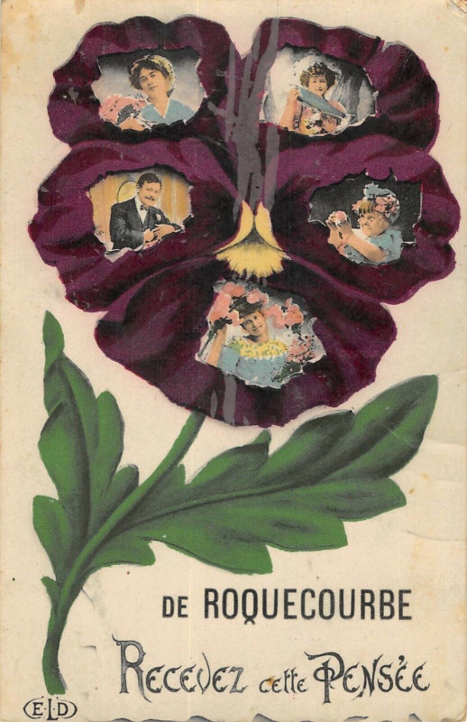 Carte postale ancienne De Roquecourbe Recevez Cette Pensee à Roquecourbe