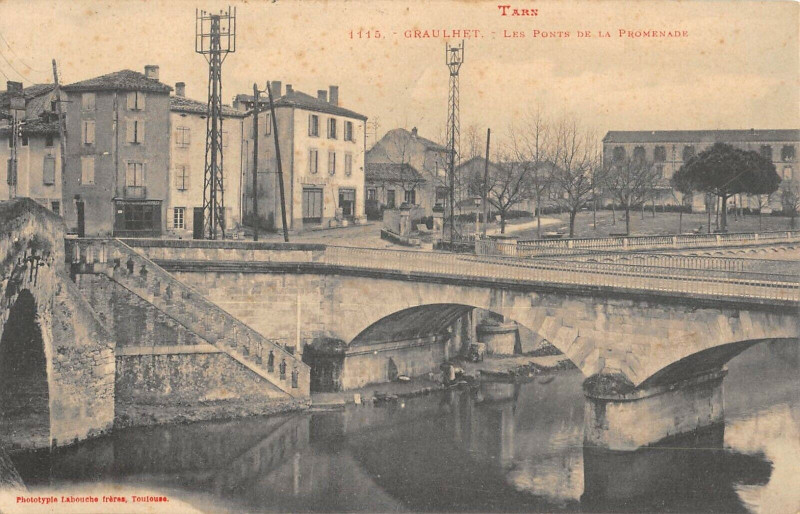 Carte postale ancienne Graulhet Les Ponts De La Promenade à Graulhet