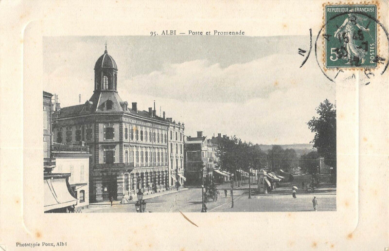 Carte postale ancienne Albi Poste Et Promenade à Albi