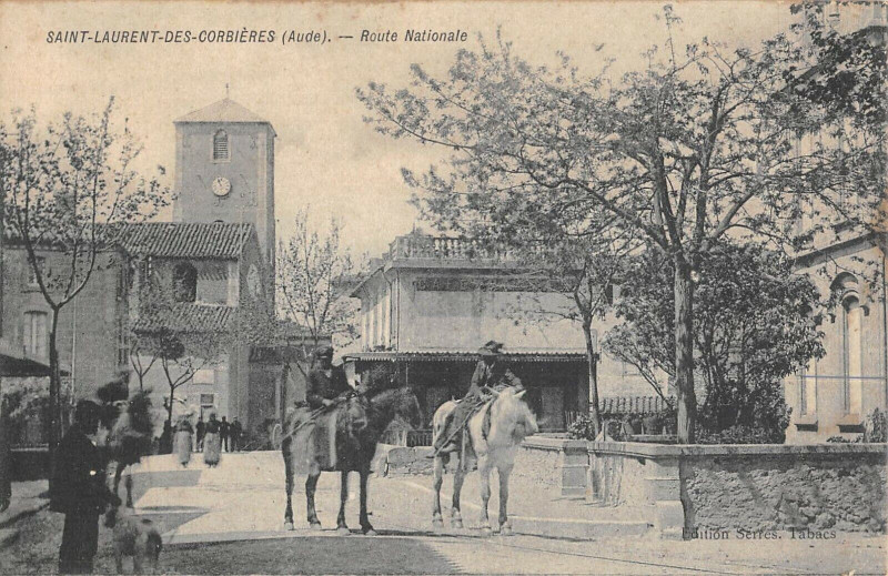 Carte postale ancienne Saint Laurent Des Corbieres Route Nationale