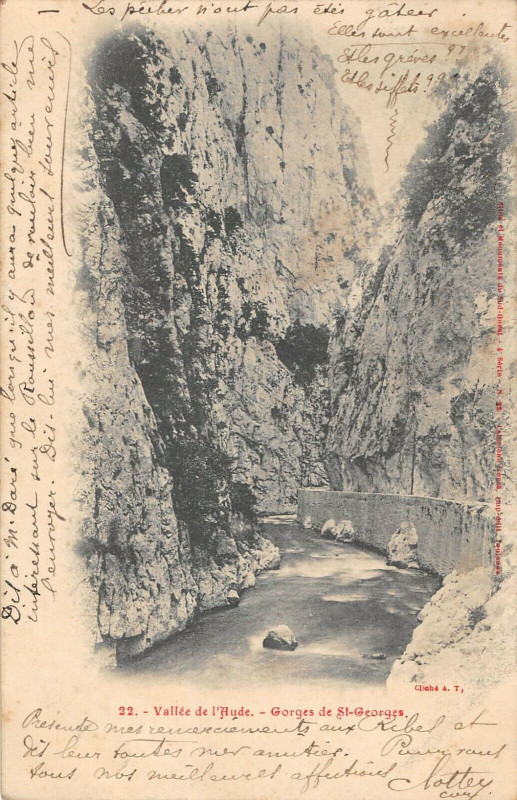Carte postale ancienne Vallee De L'Aude Gorges De Saint Georges
