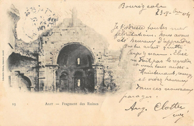 Carte postale ancienne Alet Fragment Des Ruines