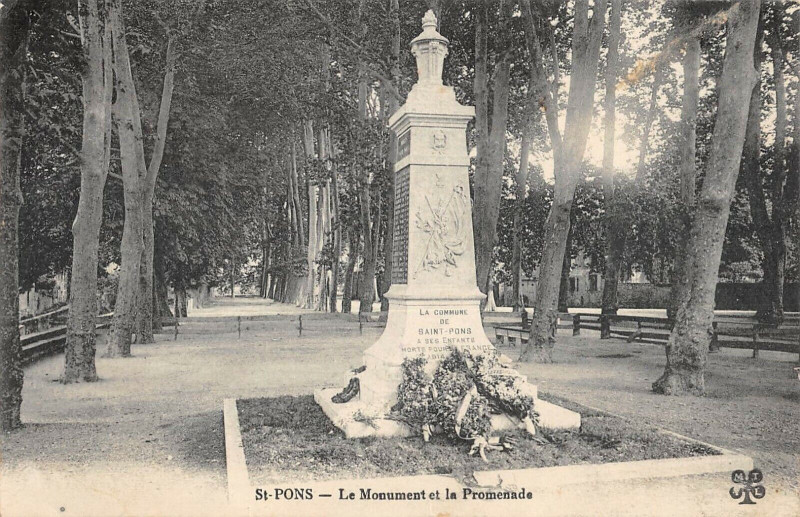 Carte postale ancienne Saint Pons Le Monument Et La Promenade