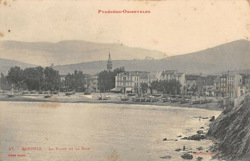 Carte postale ancienne Banyuls La Plage Et La Baie