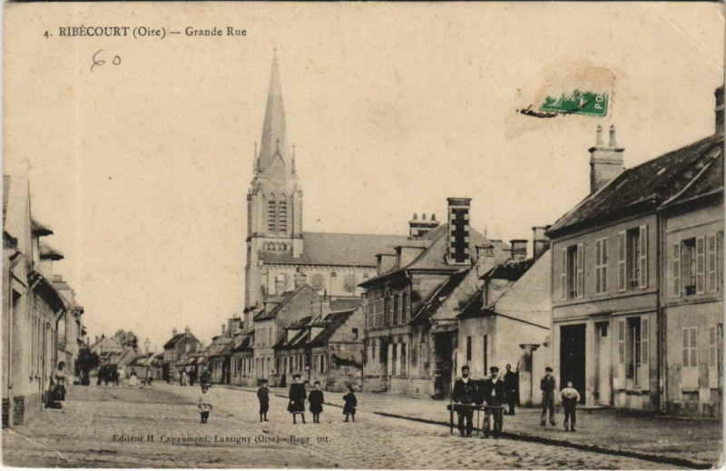 Carte postale ancienne Ribecourt Grande Rue