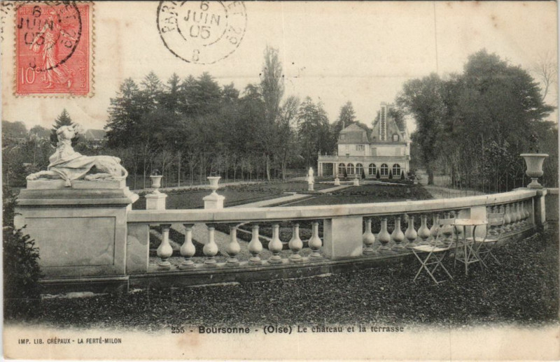 Carte postale ancienne Boursonne Le Chateau et la Terrasse à Boursonne
