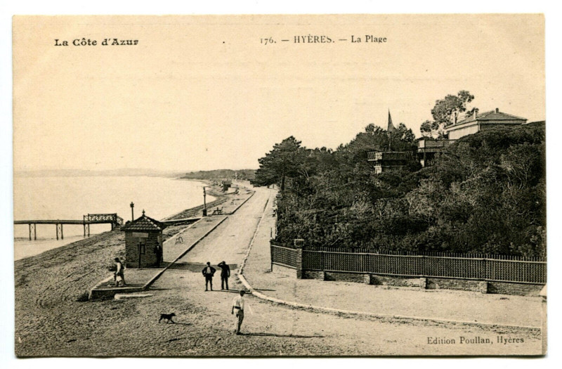 Carte postale ancienne Var hyères La Plage animé à Hyères