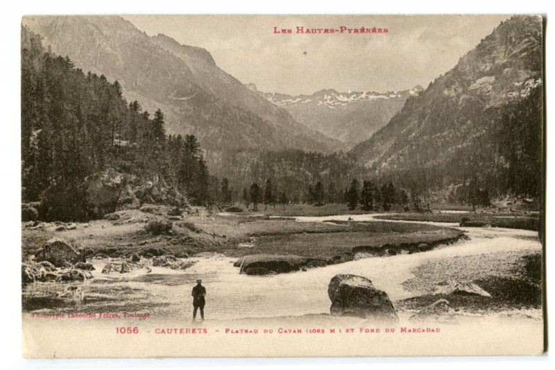 Carte postale ancienne Hautes-Pyrénées Cauterets Plateau du Cavan et Fond du Marcadau animé à Cauterets