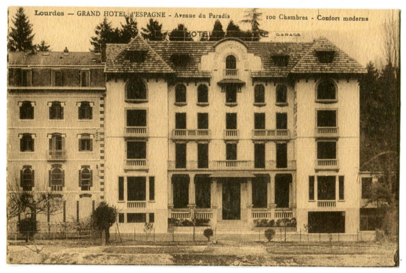 Carte postale ancienne Hautes-Pyrénées Lourdes Grand Hôtel d'Espagne à Lourdes