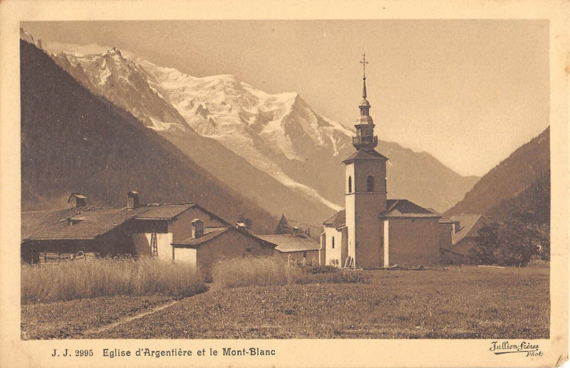 Carte postale ancienne Eglise D'Argentiere Mont Blanc