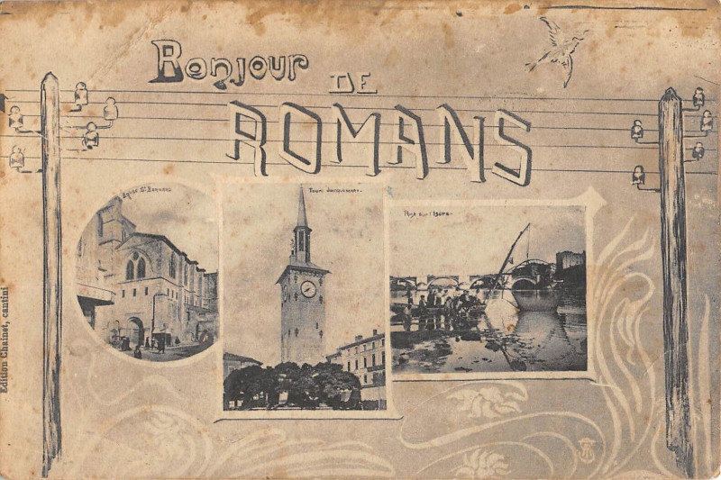 Carte postale ancienne Bonjour De Romans